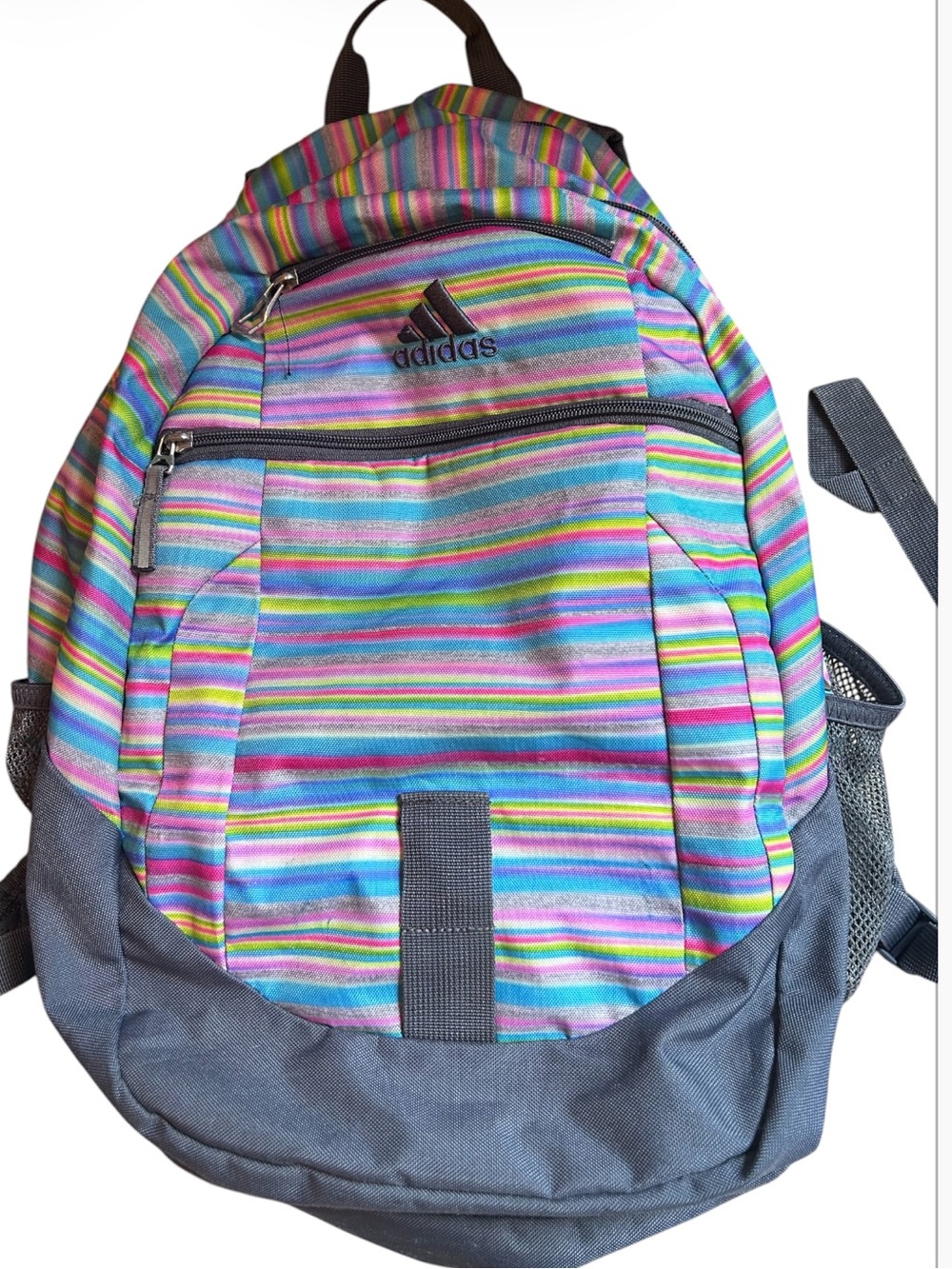adidas Striped Multicolor Backpack with Gray Base